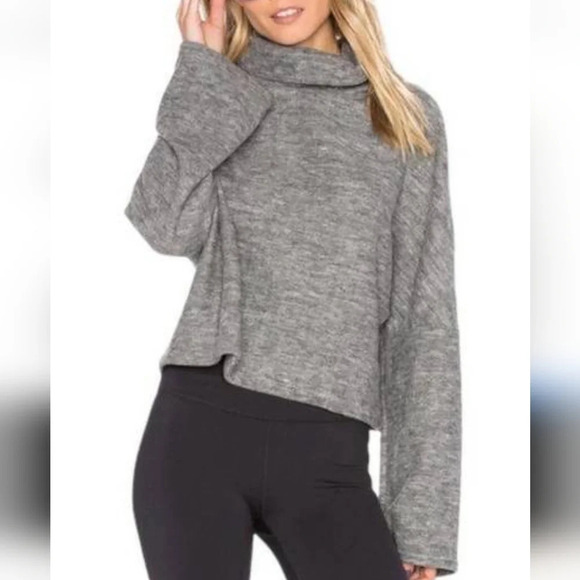 FP Movement Grey Brushed Nova Cowl Neck Hooded Pullover Sweater Size Medium - Picture 1 of 7